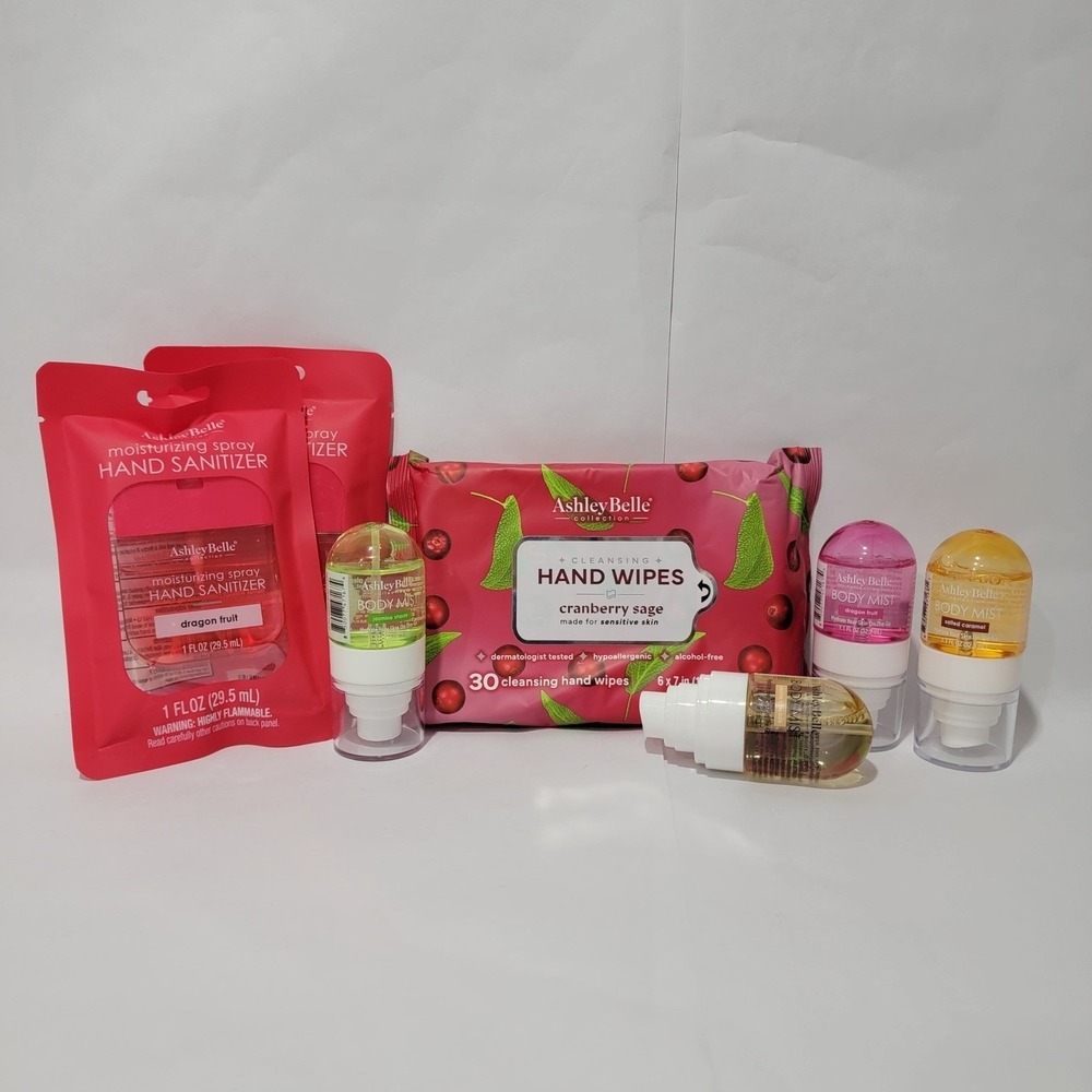 Ashley Belle Hand Sanitizer Body Mist and Cranberry Sage Hand Wipes 7pc Set